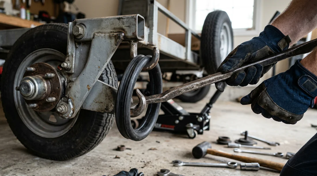 Prise de mesure au pied à coulisse d'un anneau de suspension en caoutchouc