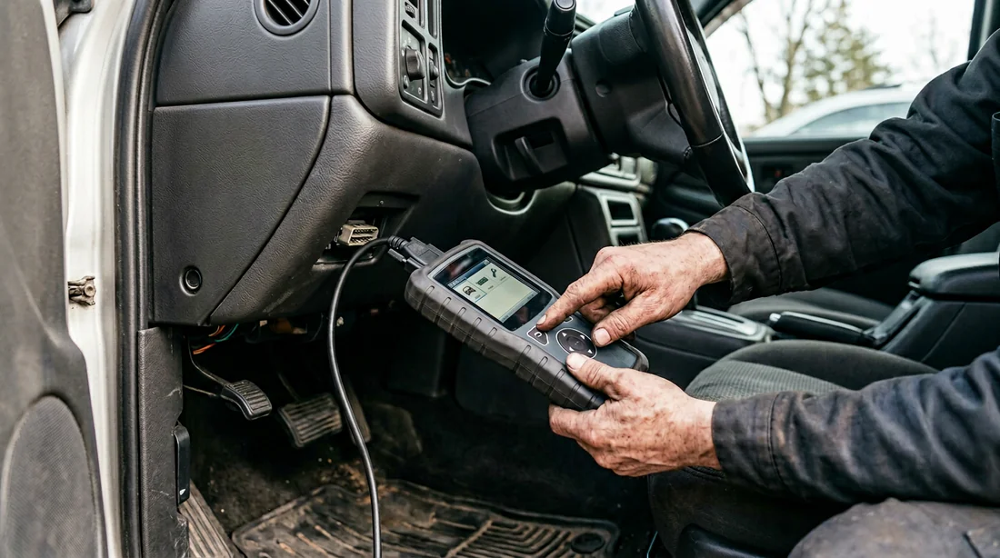 Test de la tension de la batterie avec un multimètre pour écarter un faux positif du code DF025